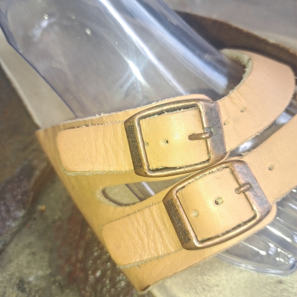 Birkenstock Tan Leather Sandals Size 41 Unisex Clean Footbed *READ* - Picture 13 of 16